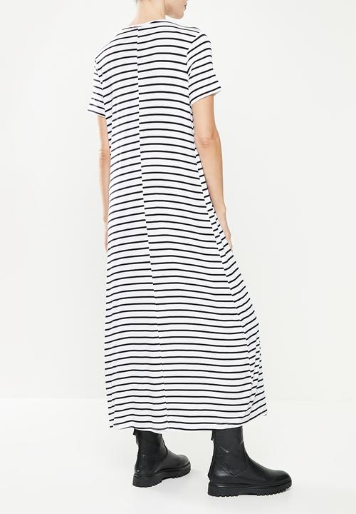Superbalist - Maternity nursing tee dress - white & black 
