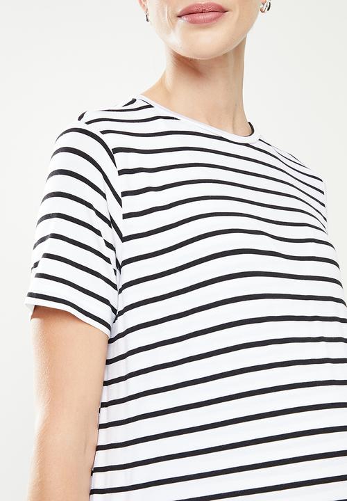 Superbalist - Maternity nursing tee dress - white & black 