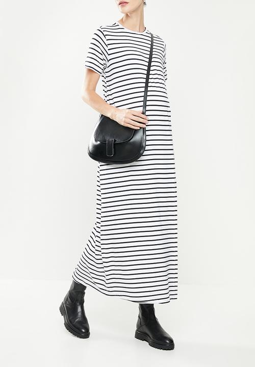 Superbalist - Maternity nursing tee dress - white & black 