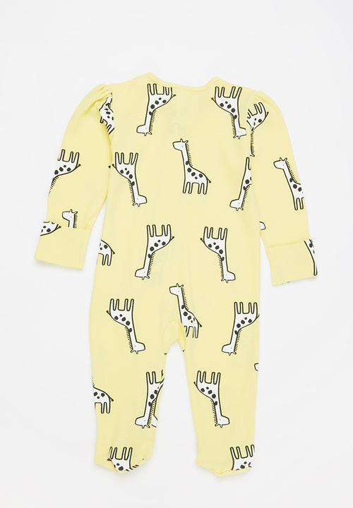 Pop Candy - Baby giraffe babygrow - yellow