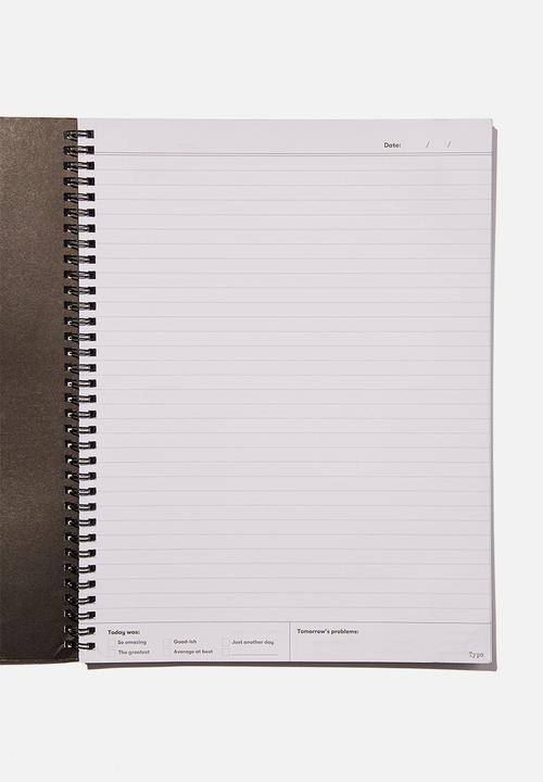 Typo - A4 spinout notebook recycled-black/white unimportant thoughts
