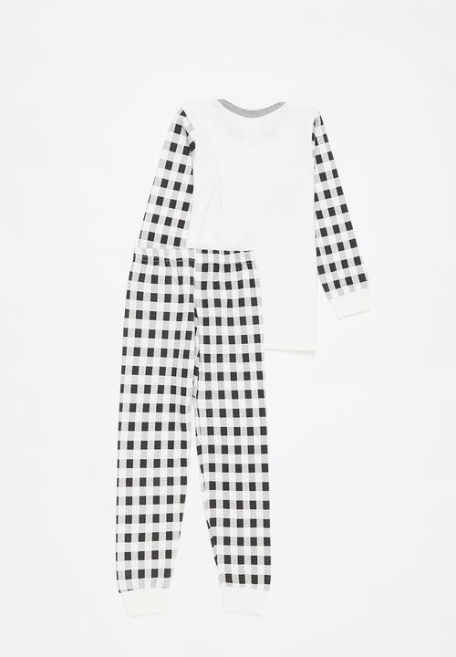 Pop Candy - Boys check pj set - white & black