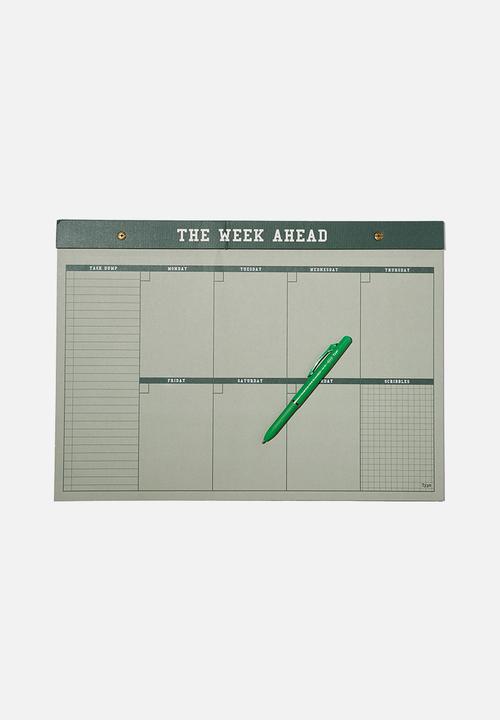 Typo - A3 desk planner - green week ahead