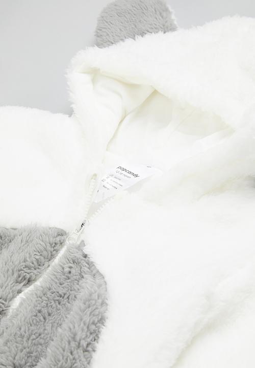 Pop Candy - Baby zip through romper - white