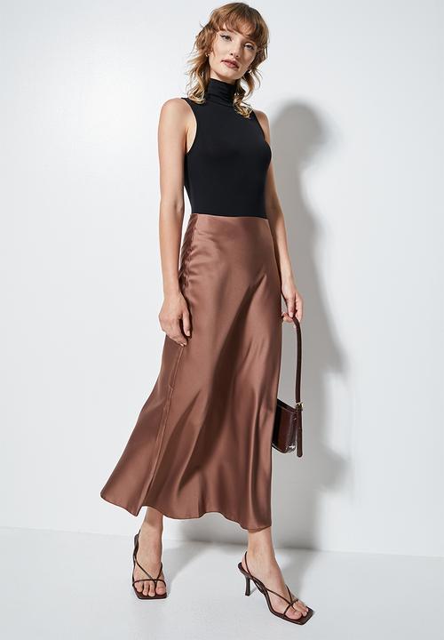 Superbalist - Long midi slip skirt - choc