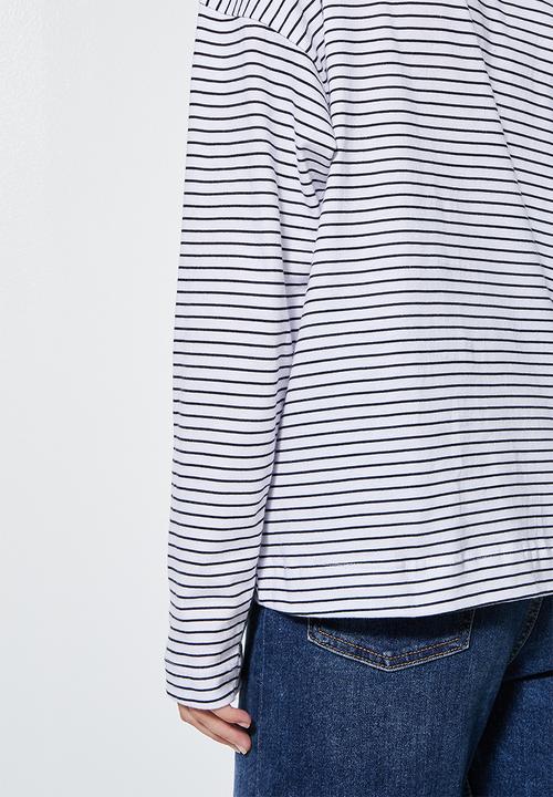 Superbalist - Striped funnel neck tees - black & white 