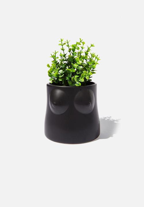 Typo - Midi shaped planter-matte black boobs!