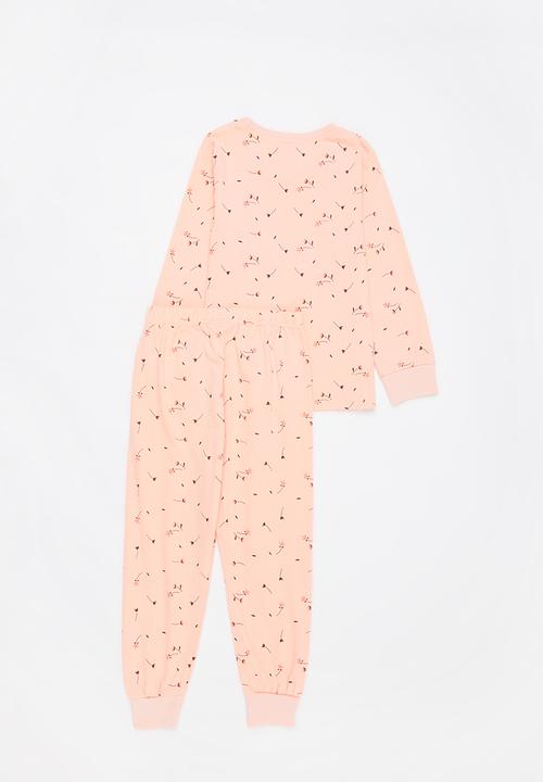 Pop Candy - Girls printed pj set - peach