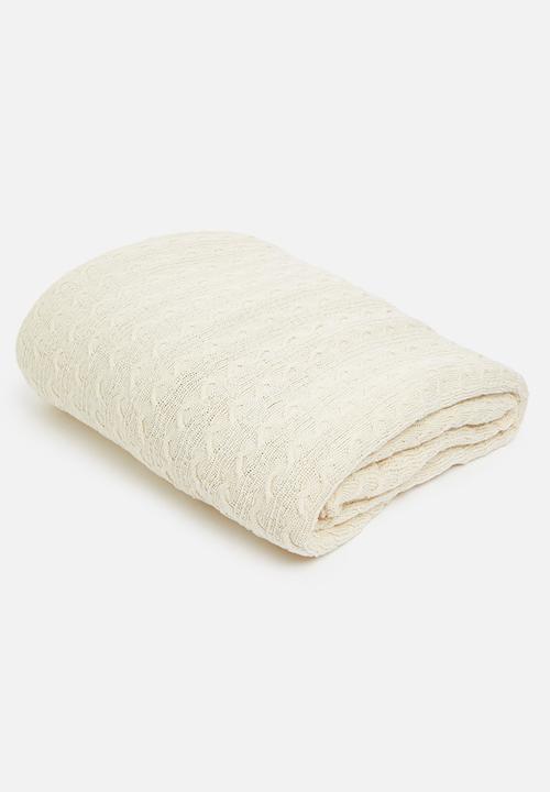 Sixth Floor - Knitted sherpa throw - natural/grey