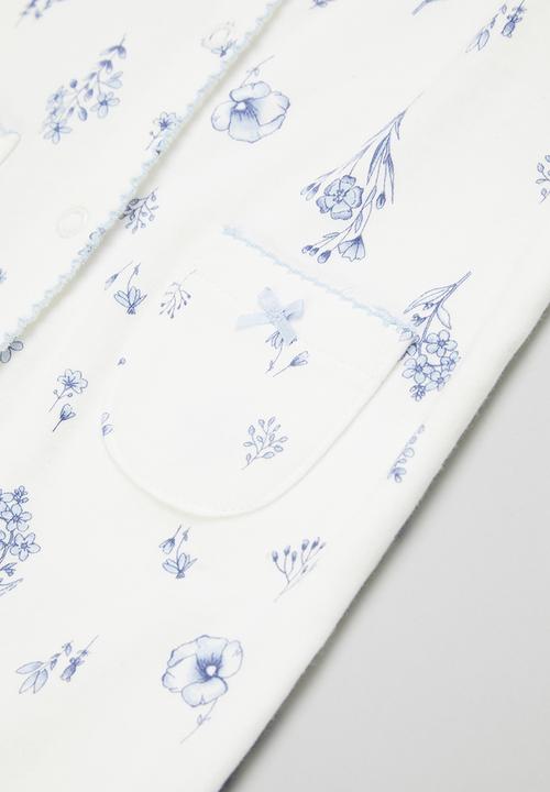 Pop Candy - Printed babygrow - white & blue 