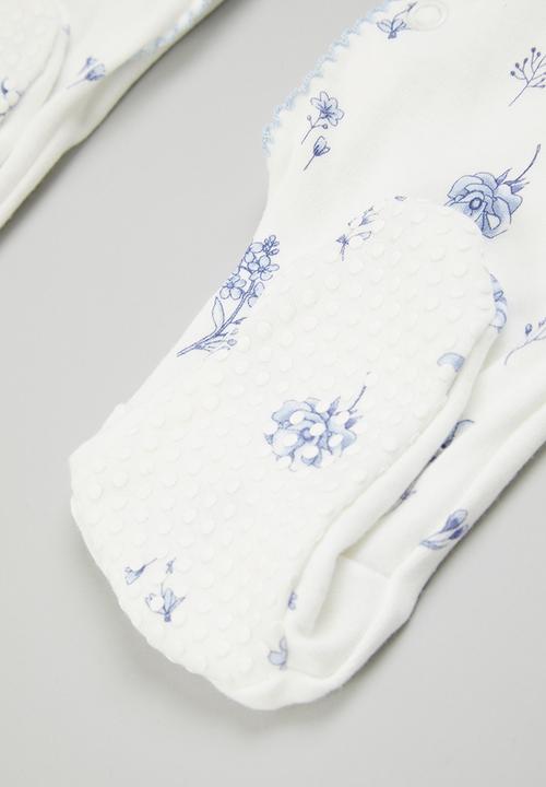 Pop Candy - Printed babygrow - white & blue 