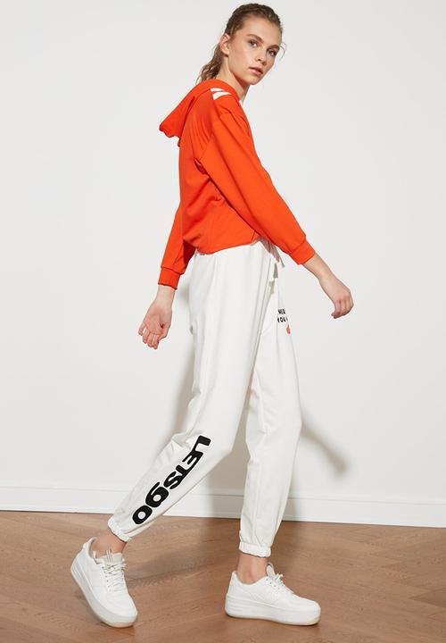 Trendyol - Printed loose jogger slim sweatpants - ecru
