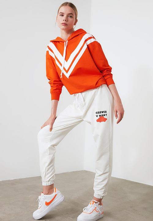 Trendyol - Printed loose jogger slim sweatpants - ecru
