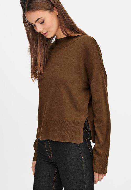 Jacqueline de Yong - Olla long sleeve high neck pullover - toffee