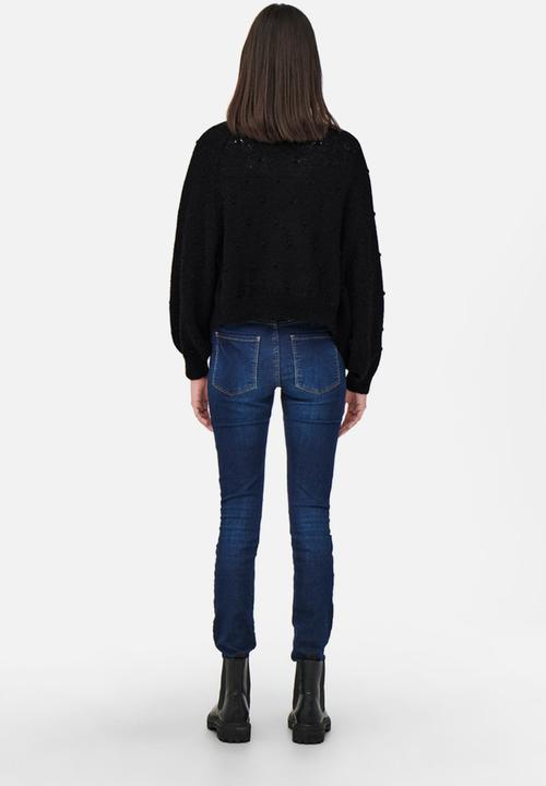 Jacqueline de Yong - Sigrid life long sleeve dot cardigan - black