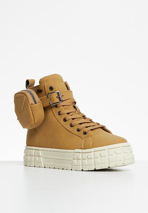 Plum - Skysen chunky lace-up boot - tan