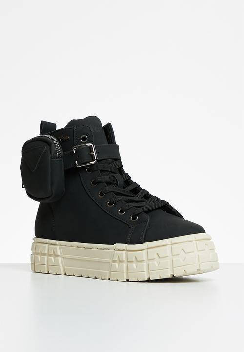 Plum - Skysen chunky lace-up boot - black