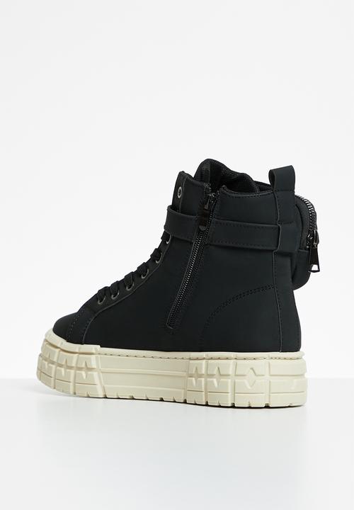 Plum - Skysen chunky lace-up boot - black