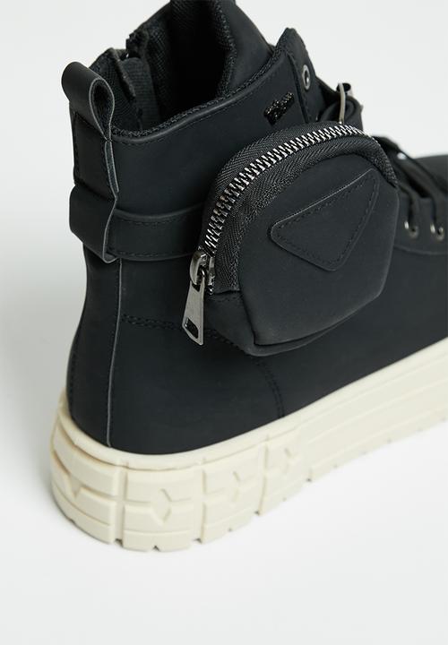 Plum - Skysen chunky lace-up boot - black