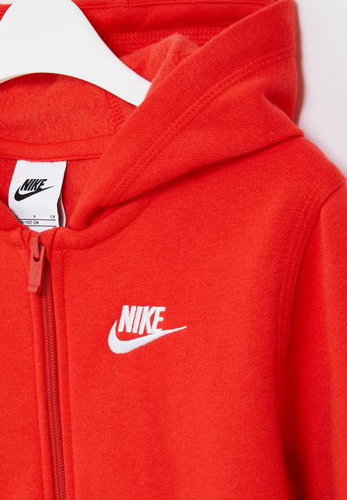 Nike - B nsw hoodie fz club - university red/white
