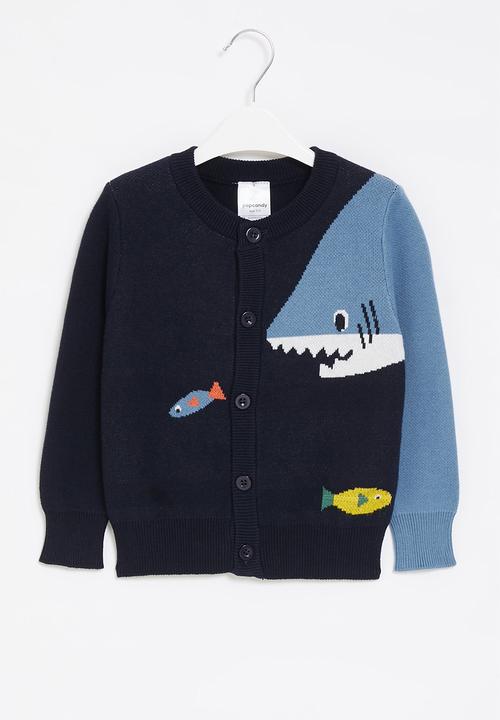 Pop Candy - Boys shark cardigan - navy