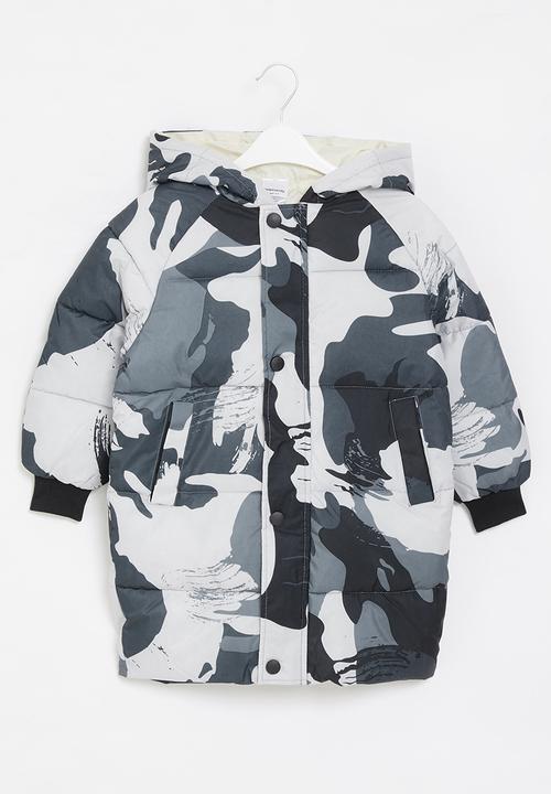 Pop Candy - Boys hooded midi puffer - multi