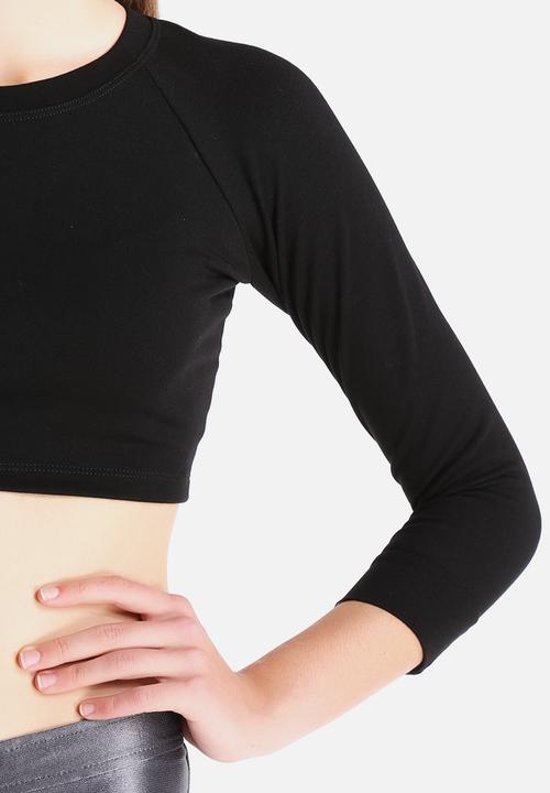 American Apparel - Solid Long Sleeve Crop Raglan Top