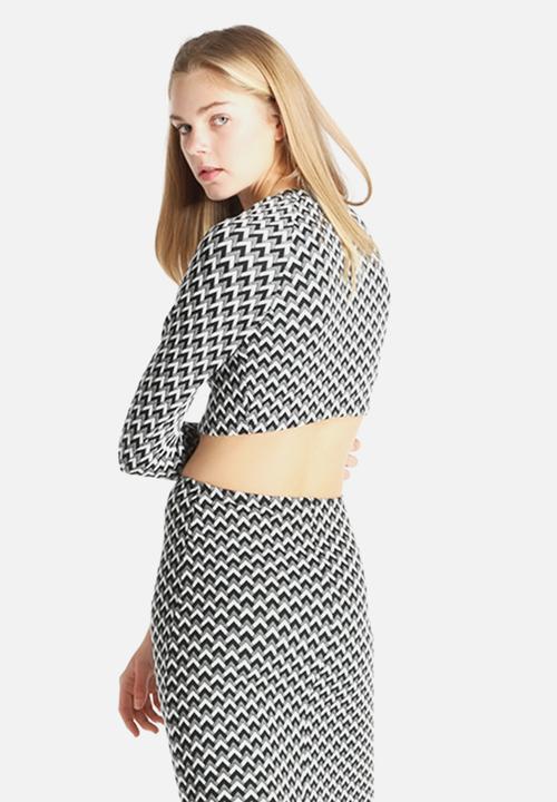 American Apparel - Long Sleeve Crop Jacquard Crop Top