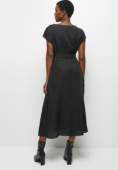 edit - Cotton pocket tunic dress - black