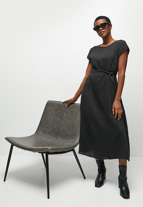 edit - Cotton pocket tunic dress - black