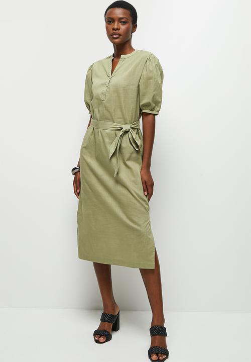 edit - Cotton pocket shirt dress - fatigue