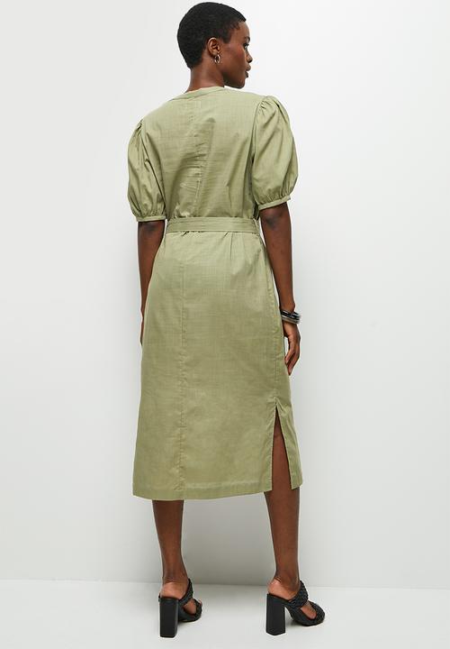 edit - Cotton pocket shirt dress - fatigue