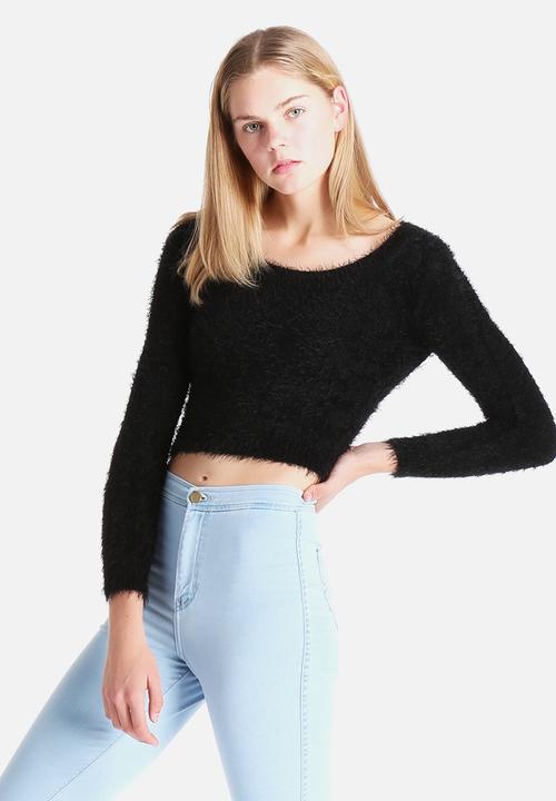 fuzzy crop top sweater