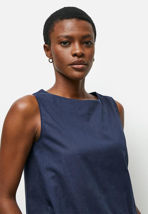 edit - Built up cotton vest - navy