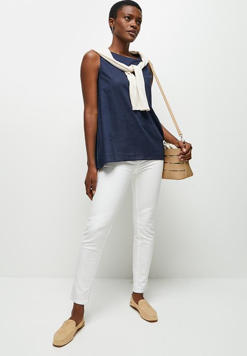 edit - Built up cotton vest - navy