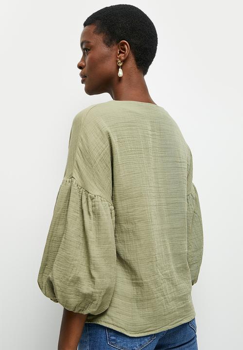 edit - Baby cotton bellow sleeve blouse - fatigue