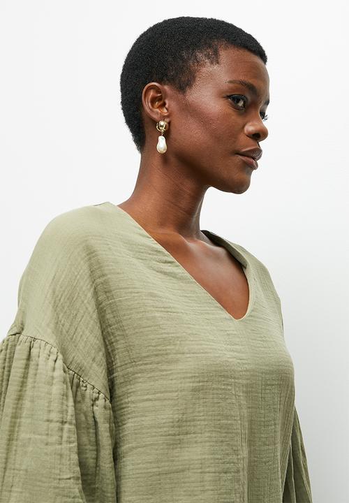 edit - Baby cotton bellow sleeve blouse - fatigue
