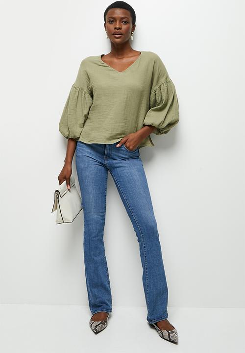 edit - Baby cotton bellow sleeve blouse - fatigue