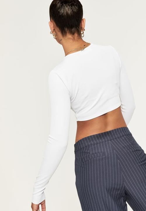 Supré  - Unity long sleeve curved hem top - white