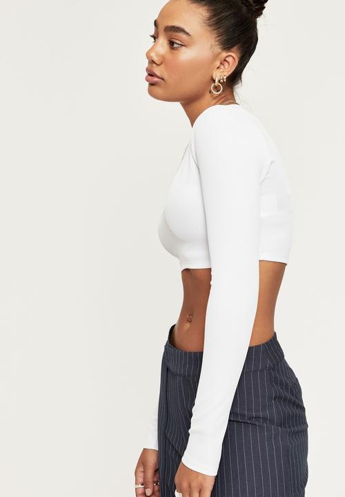 Supré  - Unity long sleeve curved hem top - white