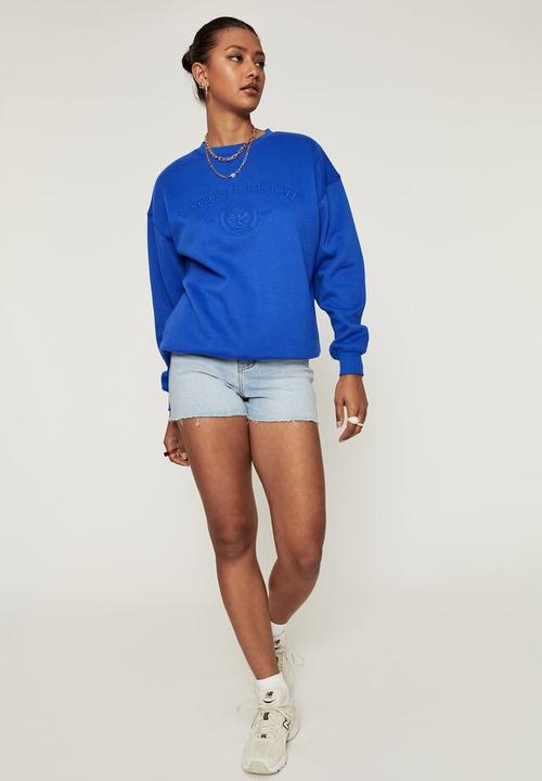 Supré  - Tonya oversized crew jumper - sapphire blue/laguna beach crest