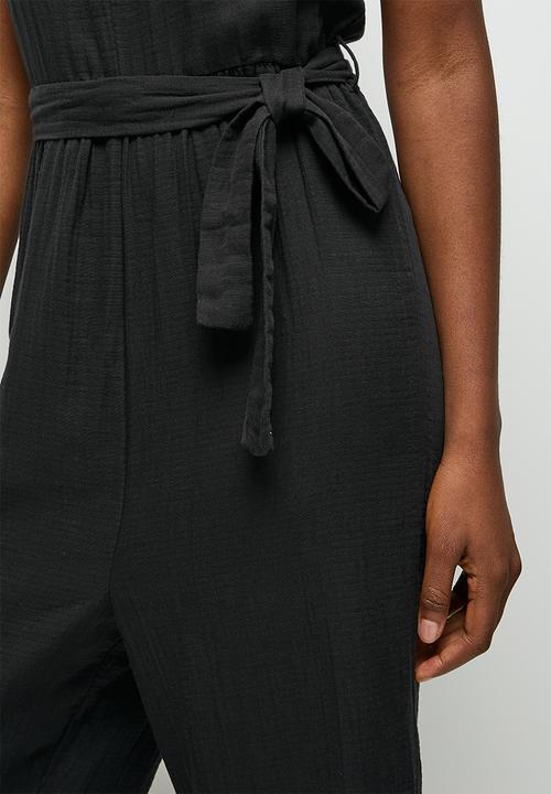 edit - Airy cotton v-neck jumpsuit - black