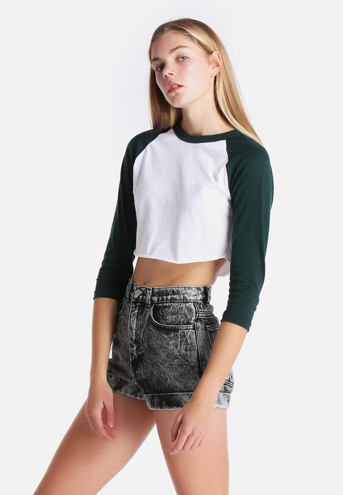 American Apparel - Poly-Cotton Cropped 3/4 Sleeve Raglan