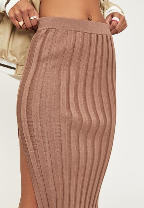 Supré  - Olive split midi skirt - choc malt