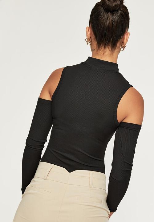 Supré  - Anna long sleeve cut out bodysuit - black
