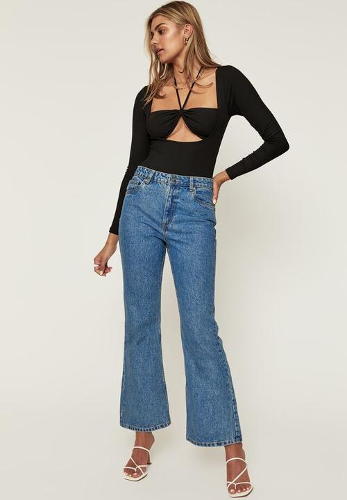 Supré  - Isabelle long sleeve halter tie bodysuit - black