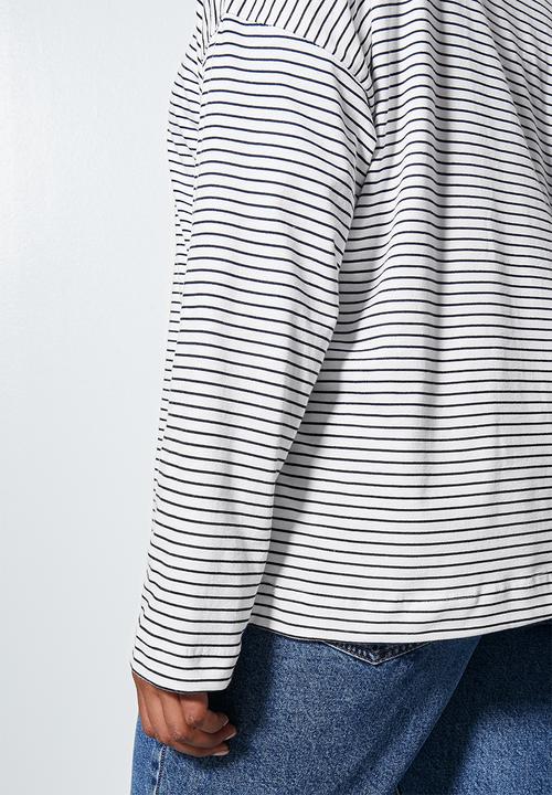 Superbalist - Striped funnel neck tee-  black & white stripe