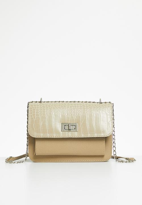 Trendyol - Faux croc detail crossbody bag - mink