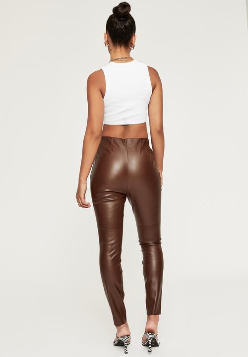 Supré  - Vegan leather legging - choc top