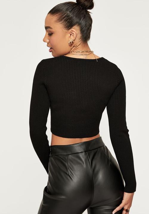 Supré  - Carly wrap front knit top - black
